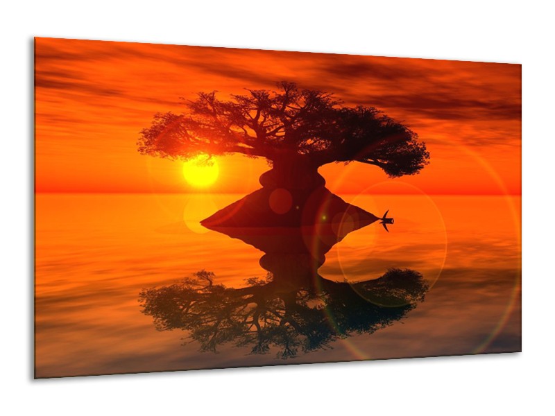 Canvas schilderij Spiegeling | Oranje, Geel, Bruin | 120x70cm 1Luik