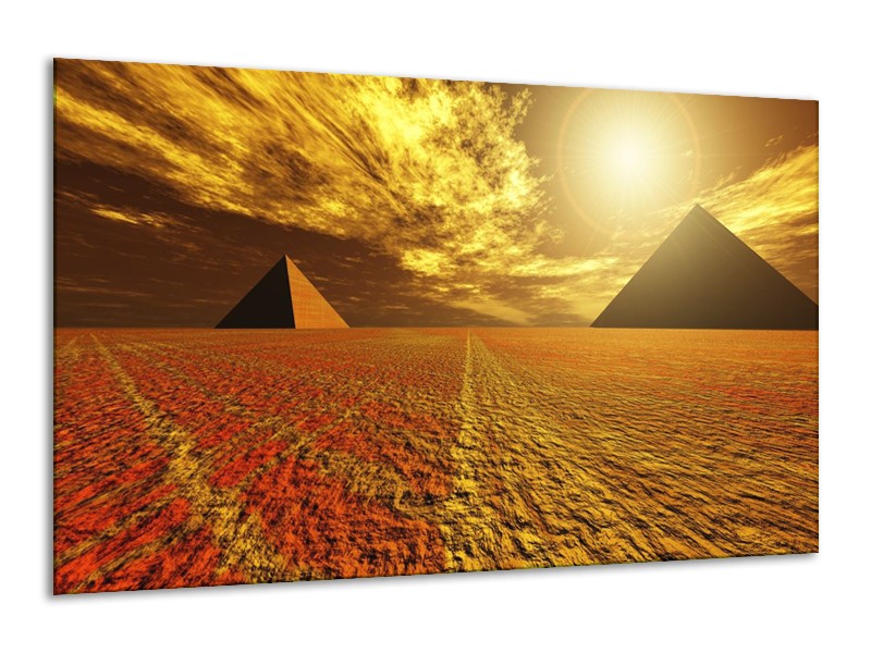 Canvas schilderij Piramide | Geel, Bruin, Wit | 120x70cm 1Luik