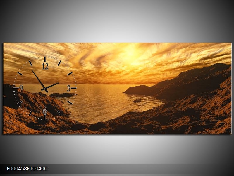 Klok schilderij Natuur | Bruin, Geel, Oranje | 100x40cm 1Luik