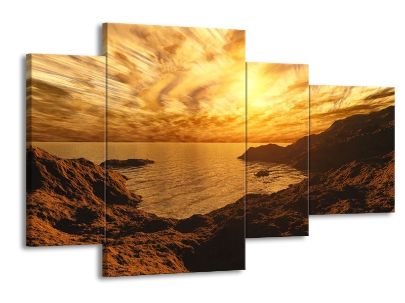 Glas schilderij Natuur | Bruin, Geel, Oranje | 120x75cm 4Luik