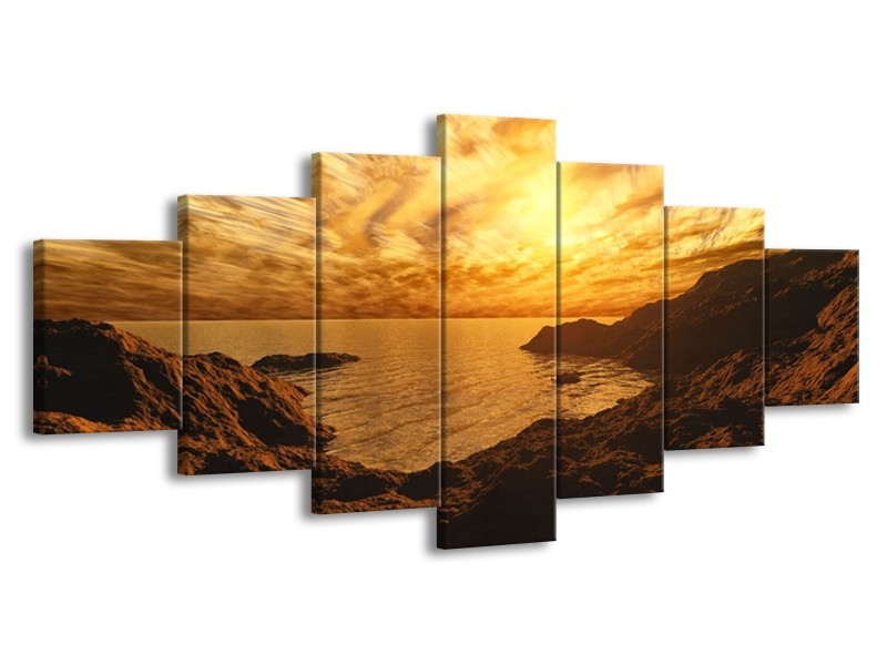 Canvas schilderij Natuur | Bruin, Geel, Oranje | 210x100cm 7Luik