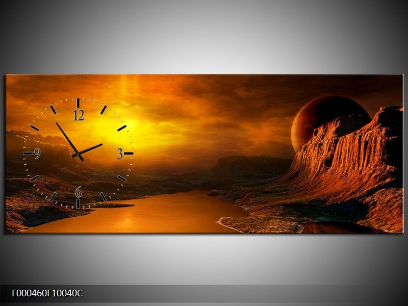 Klok schilderij Natuur | Geel, Oranje, Bruin | 100x40cm 1Luik