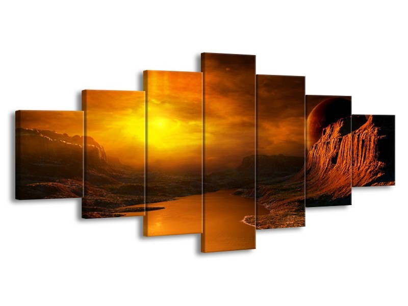 Glas schilderij Natuur | Geel, Oranje, Bruin | 210x100cm 7Luik