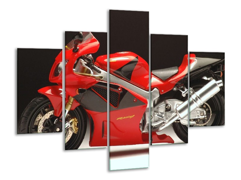 Glas schilderij Motor | Rood, Zwart, Zilver | 100x70cm 5Luik