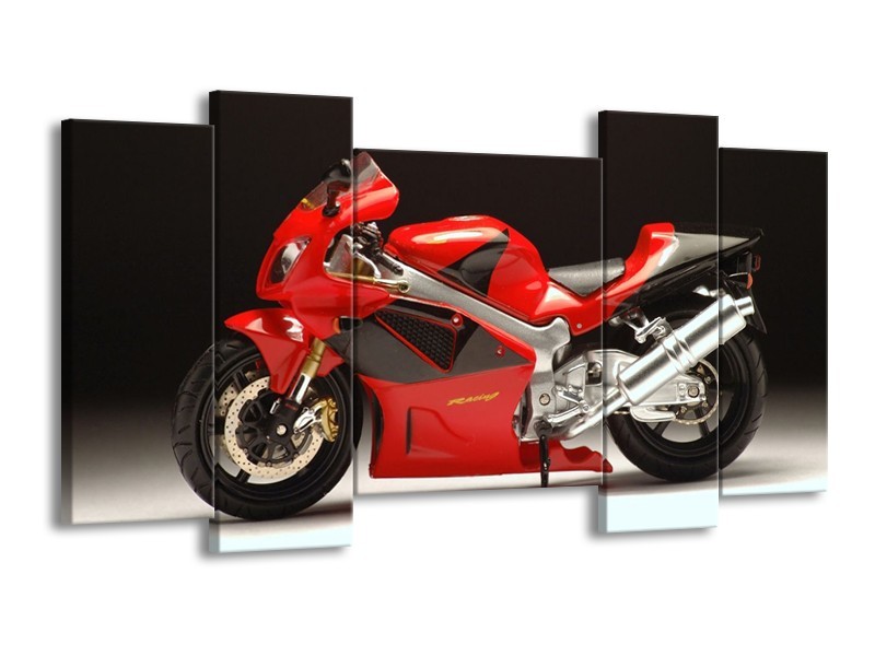 Glas schilderij Motor | Rood, Zwart, Zilver | 120x65cm 5Luik
