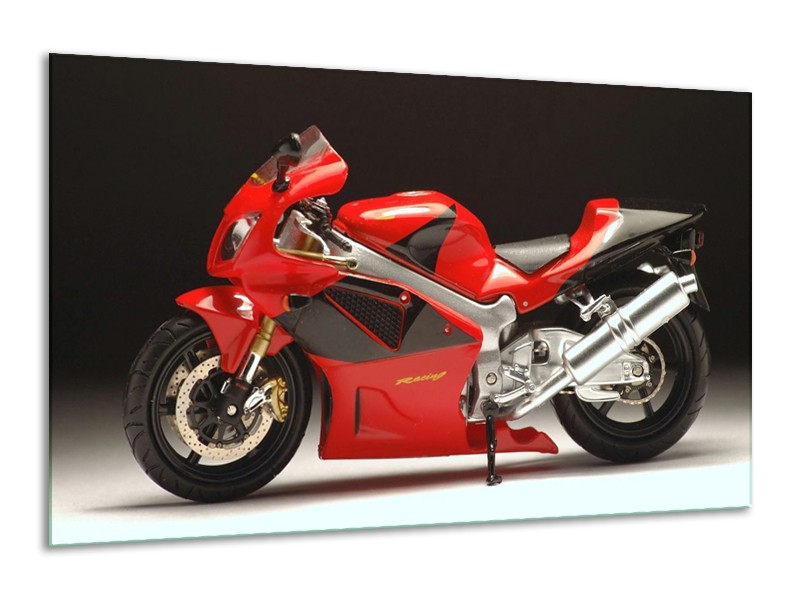 Glas schilderij Motor | Rood, Zwart, Zilver | 120x70cm 1Luik