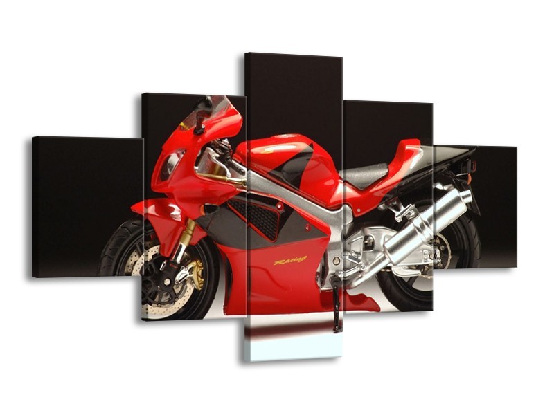 Glas schilderij Motor | Rood, Zwart, Zilver | 125x70cm 5Luik