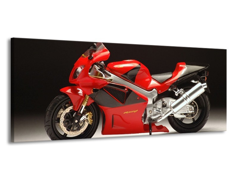 Glas schilderij Motor | Rood, Zwart, Zilver | 145x58cm 1Luik