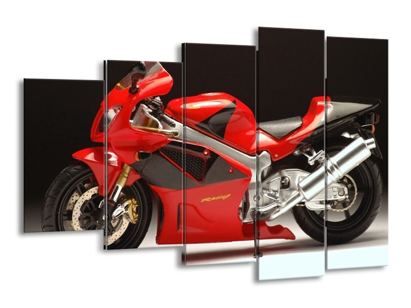 Glas schilderij Motor | Rood, Zwart, Zilver | 150x100cm 5Luik