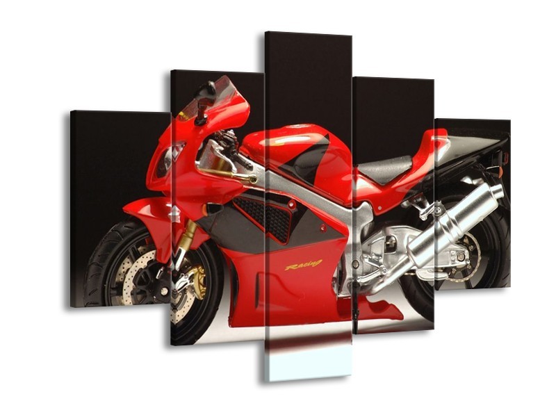 Glas schilderij Motor | Rood, Zwart, Zilver | 150x105cm 5Luik