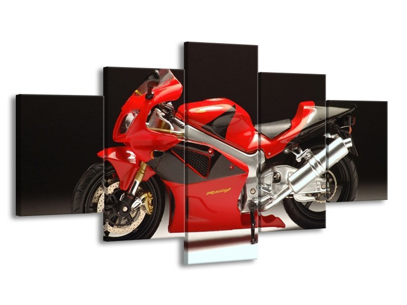 Glas schilderij Motor | Rood, Zwart, Zilver | 150x80cm 5Luik