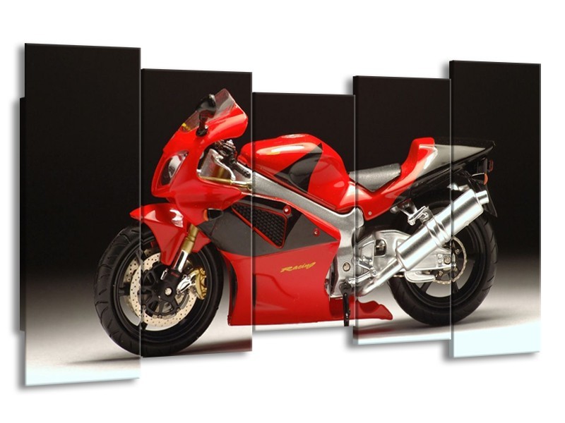 Glas schilderij Motor | Rood, Zwart, Zilver | 150x80cm 5Luik