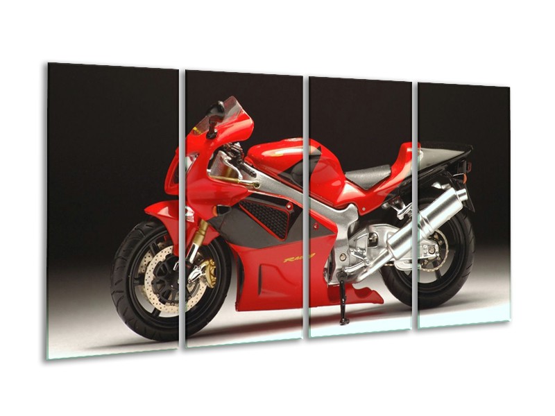 Glas schilderij Motor | Rood, Zwart, Zilver | 160x80cm 4Luik