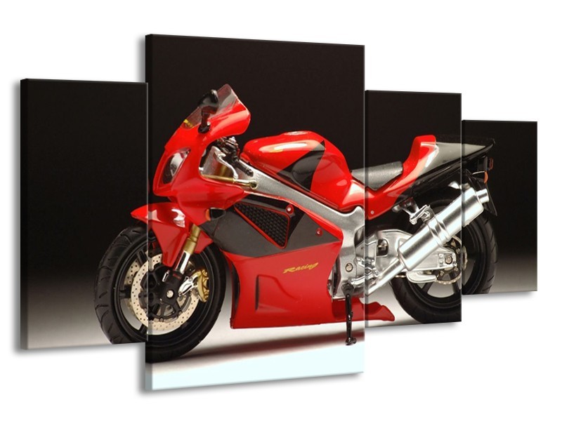 Glas schilderij Motor | Rood, Zwart, Zilver | 160x90cm 4Luik