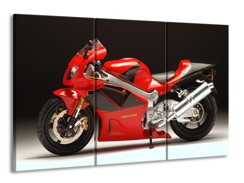 Glas schilderij Motor | Rood, Zwart, Zilver | 165x100cm 3Luik