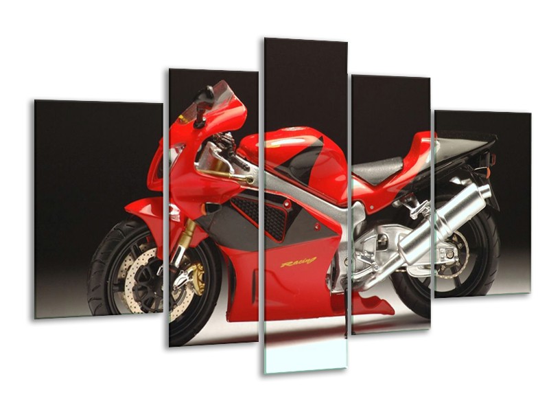 Glas schilderij Motor | Rood, Zwart, Zilver | 170x100cm 5Luik