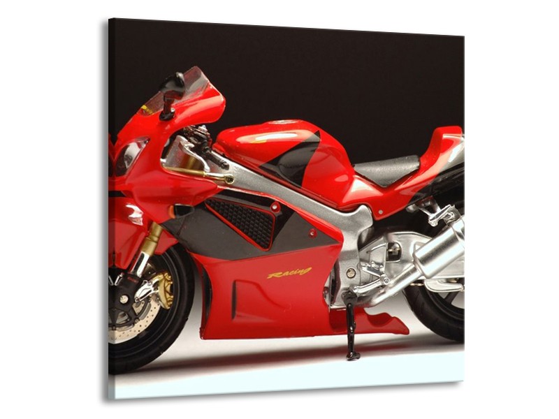 Glas schilderij Motor | Rood, Zwart, Zilver | 50x50cm 1Luik