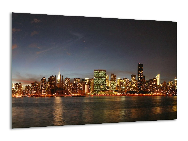 Canvas schilderij Stad | Groen, Blauw, Geel | 120x70cm 1Luik