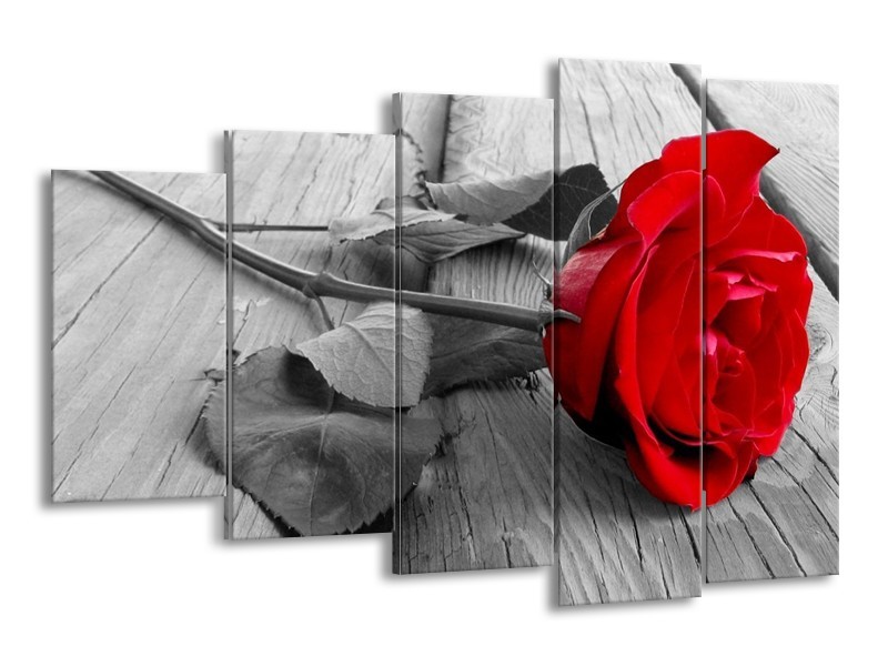 Canvas schilderij Roos | Rood, Grijs | 150x100cm 5Luik