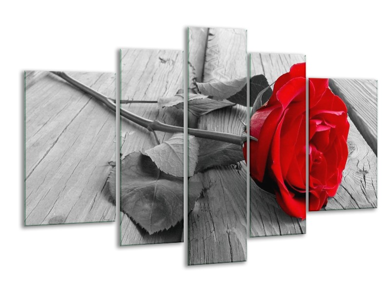 Glas schilderij Roos | Rood, Grijs | 170x100cm 5Luik