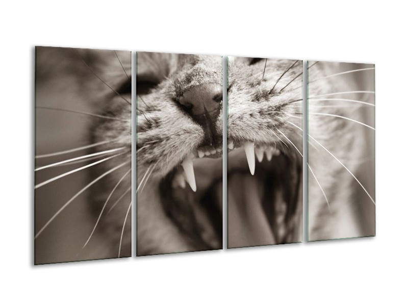 Glas schilderij Kat | Zwart, Geel, Bruin | 160x80cm 4Luik