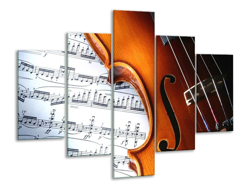 Glas schilderij Muziek | Wit, Bruin, Zwart | 100x70cm 5Luik