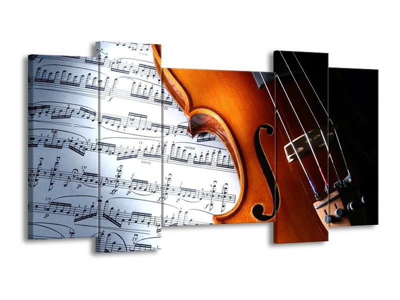 Glas schilderij Muziek | Wit, Bruin, Zwart | 120x65cm 5Luik