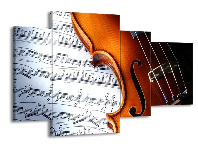 Glas schilderij Muziek | Wit, Bruin, Zwart | 120x75cm 4Luik