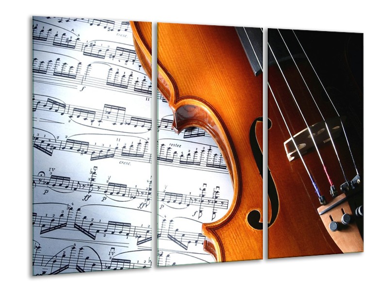 Canvas schilderij Muziek | Wit, Bruin, Zwart | 120x80cm 3Luik