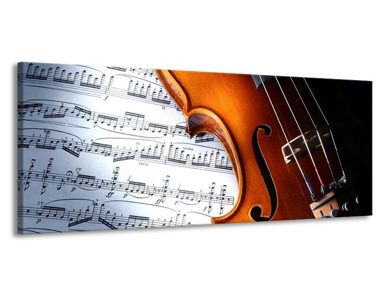 Glas schilderij Muziek | Wit, Bruin, Zwart | 145x58cm 1Luik