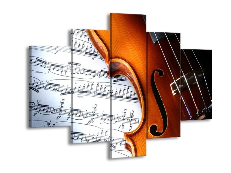 Glas schilderij Muziek | Wit, Bruin, Zwart | 150x105cm 5Luik