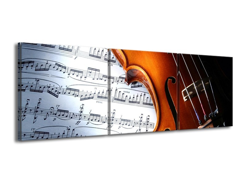 Glas schilderij Muziek | Wit, Bruin, Zwart | 150x50cm 3Luik