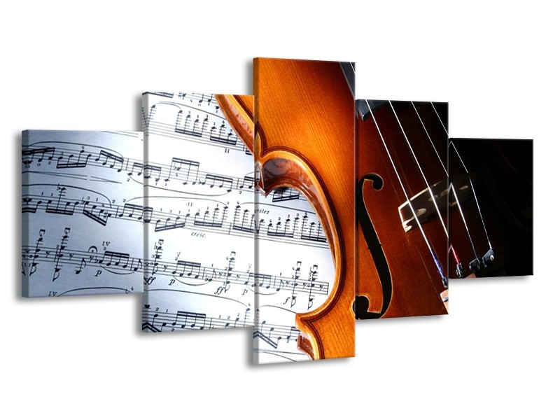 Glas schilderij Muziek | Wit, Bruin, Zwart | 150x80cm 5Luik