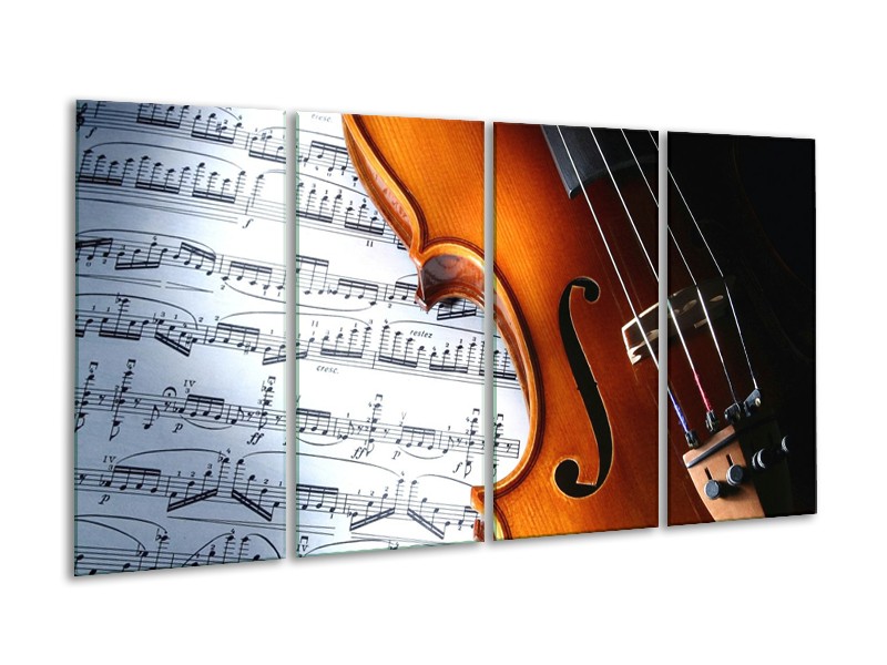 Glas schilderij Muziek | Wit, Bruin, Zwart | 160x80cm 4Luik