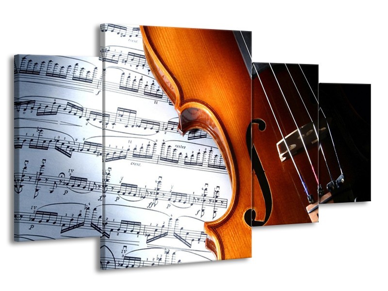 Glas schilderij Muziek | Wit, Bruin, Zwart | 160x90cm 4Luik