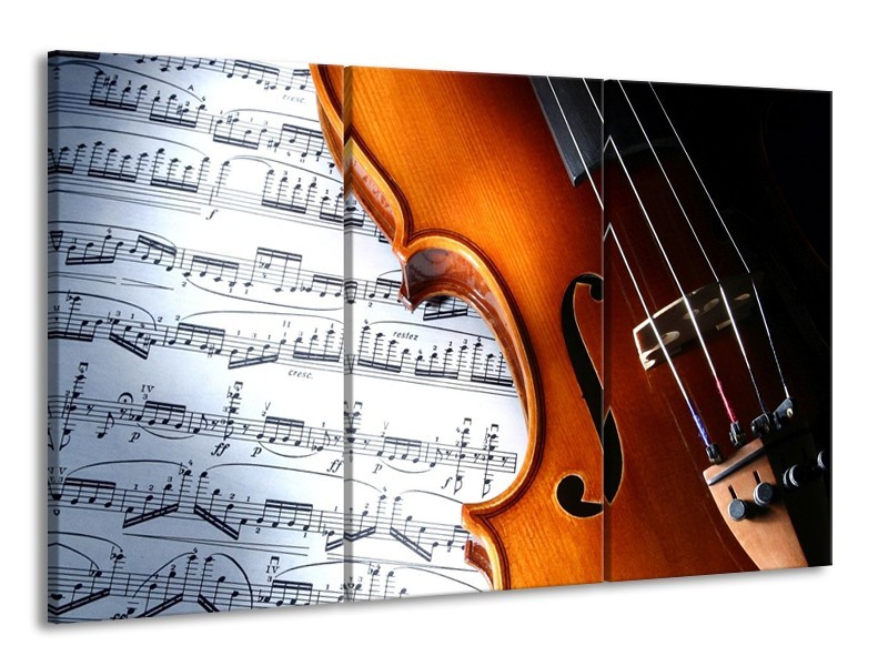 Glas schilderij Muziek | Wit, Bruin, Zwart | 165x100cm 3Luik