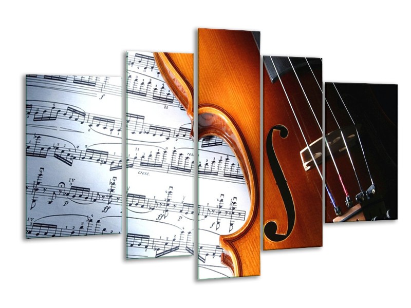 Glas schilderij Muziek | Wit, Bruin, Zwart | 170x100cm 5Luik