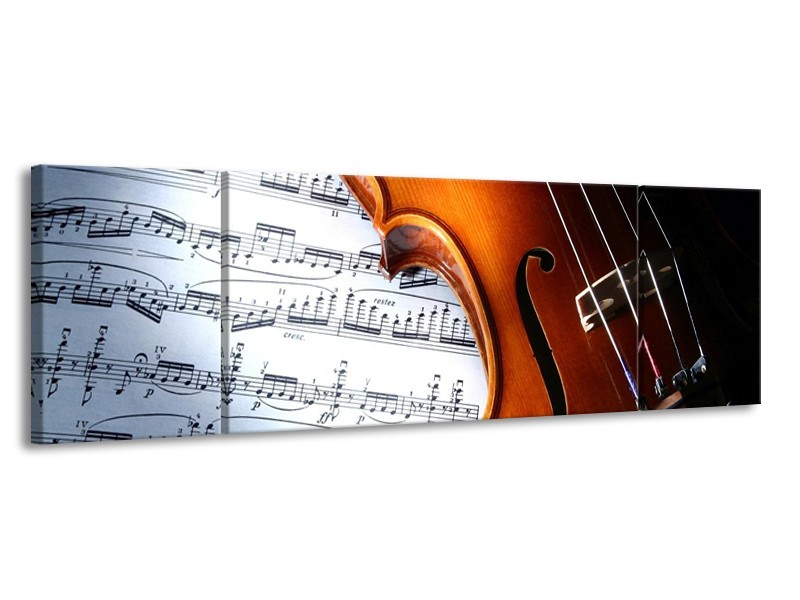 Glas schilderij Muziek | Wit, Bruin, Zwart | 170x50cm 3Luik