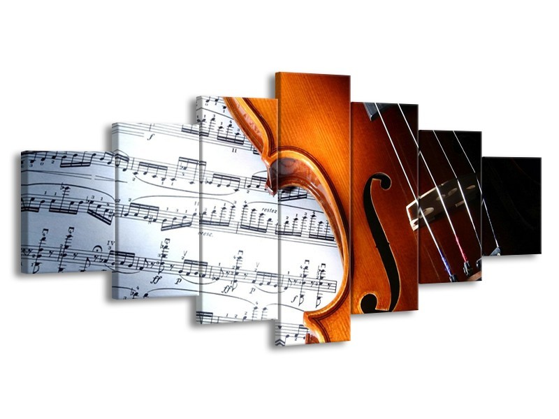 Glas schilderij Muziek | Wit, Bruin, Zwart | 210x100cm 7Luik