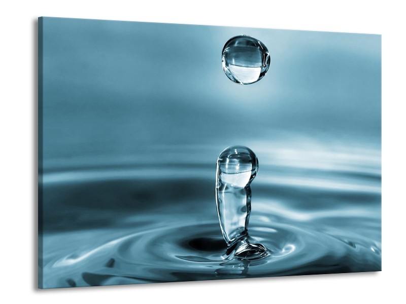 Canvas schilderij Druppels | Blauw, Wit | 100x70cm 1Luik