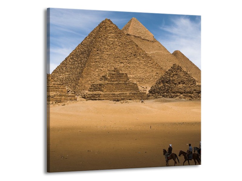 Canvas schilderij Piramide | Bruin, Blauw, Wit | 50x50cm 1Luik