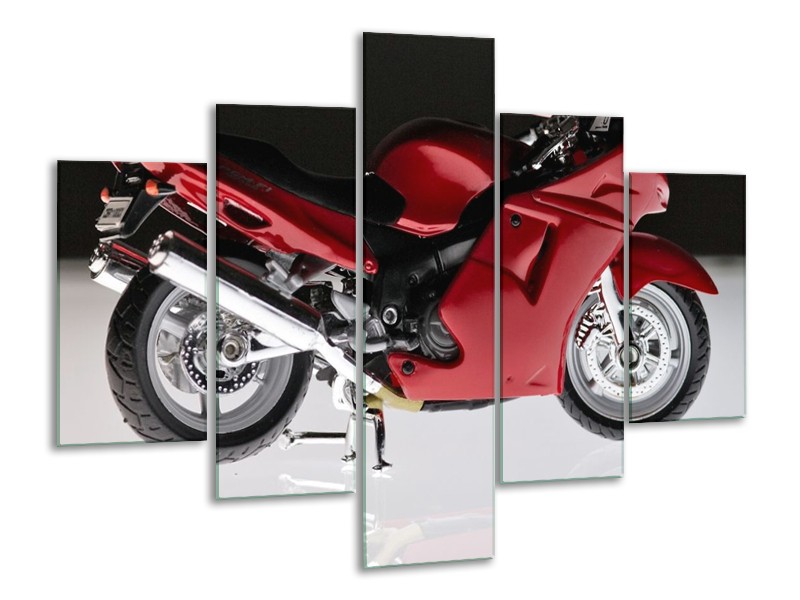 Glas schilderij Motor | Rood, Zwart, Wit | 100x70cm 5Luik