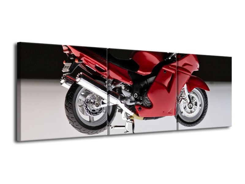 Glas schilderij Motor | Rood, Zwart, Wit | 120x40cm 3Luik