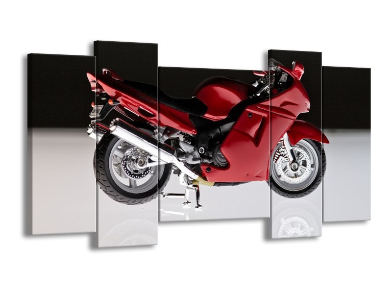 Glas schilderij Motor | Rood, Zwart, Wit | 120x65cm 5Luik