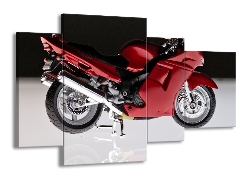 Glas schilderij Motor | Rood, Zwart, Wit | 120x75cm 4Luik