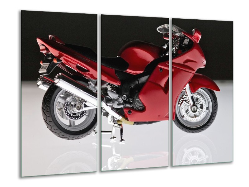 Glas schilderij Motor | Rood, Zwart, Wit | 120x80cm 3Luik