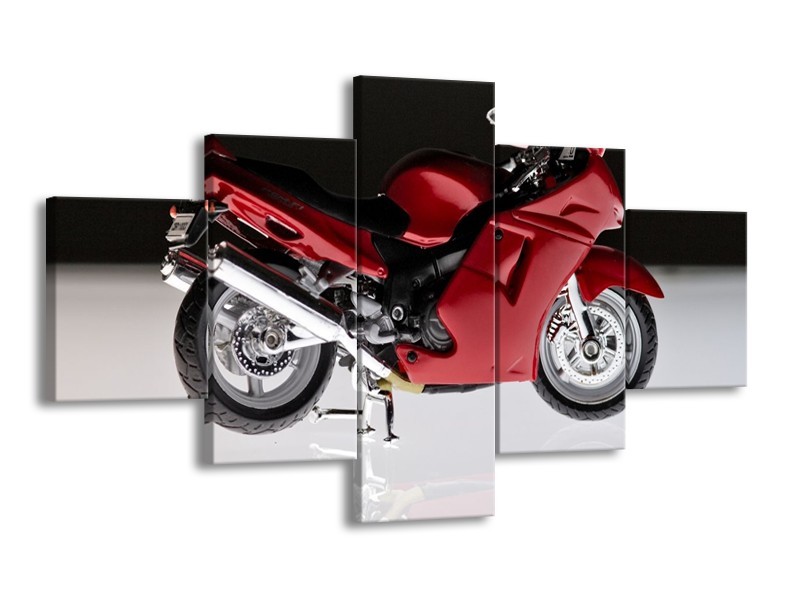 Glas schilderij Motor | Rood, Zwart, Wit | 125x70cm 5Luik