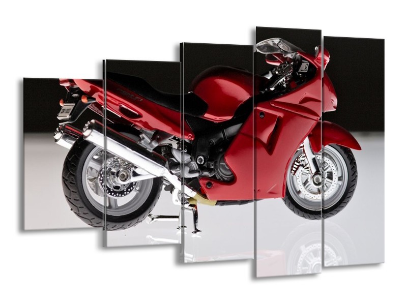 Glas schilderij Motor | Rood, Zwart, Wit | 150x100cm 5Luik