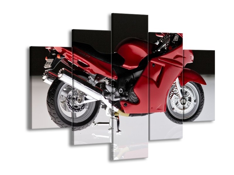 Glas schilderij Motor | Rood, Zwart, Wit | 150x105cm 5Luik