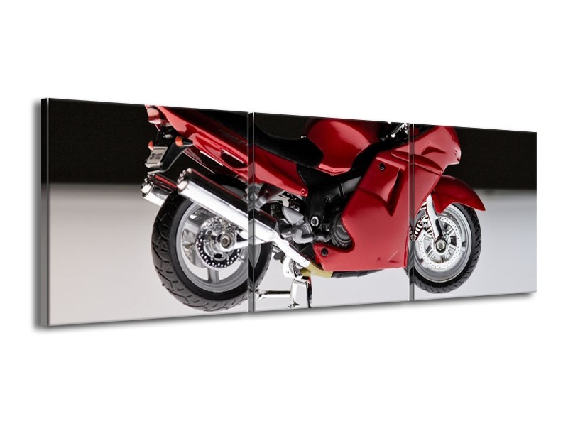 Glas schilderij Motor | Rood, Zwart, Wit | 150x50cm 3Luik